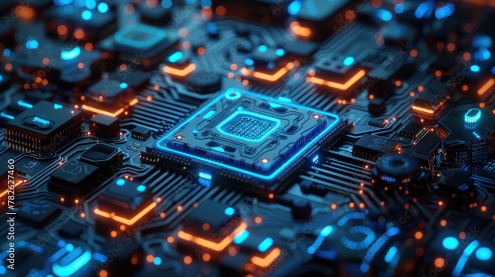 Abstract digital blue circuit backdrop. Technology and chips are synonymous with innovation. 3D Rendering Abstract digital blue circuit backdrop. Technology and chips are synonymous with innovation. 3D Rendering