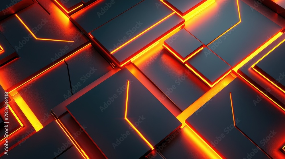 Abstract geometry infused with vibrant neon hues, Ai Generated. Abstract geometry infused with vibrant neon hues, Ai Generated.
