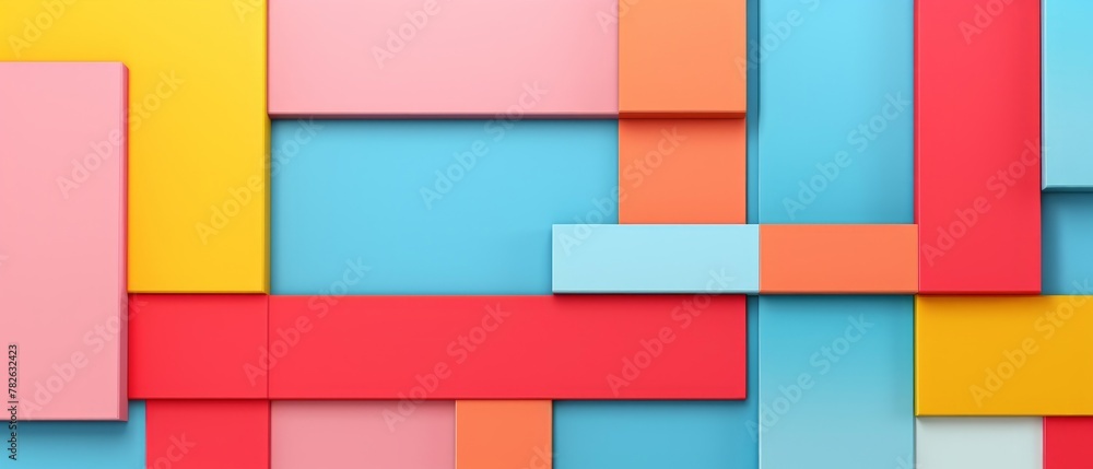 Modern simple three-dimensional geometric color block combination pattern, hand-painted line art background