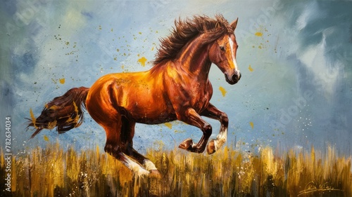 horse drawing made with paint photo