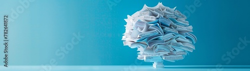A brain made of pages and notes, symbolizing the deep dive into memory research and psychology