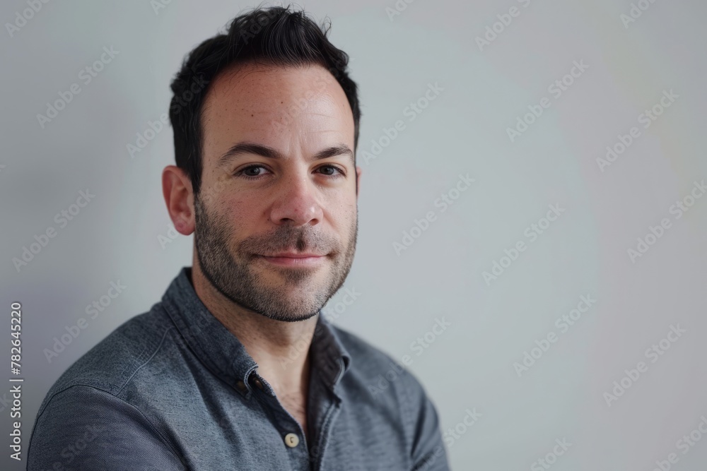 Portrait of a handsome young man looking at the camera with a serious expression Portrait of a handsome young man looking at the camera with a serious expression