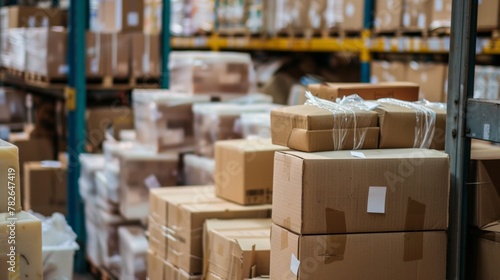 A warehouse filled with stacks of cardboard boxes and packaging materials next to a smallscale artisanal soap making operation that uses recycled packaging materials and minimizes .