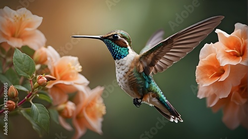 "Graceful Hummingbird in Flight, Photograph, Art Styles: Wildlife Photography, Art Inspirations: National Geographic, Camera: 300mm+ Lens, High-Speed Shot, Render: Detailed, High Resolution, Natural L