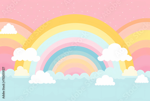 rainbow with pastel color background © ginstudio