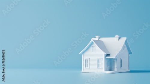 Wallpaper Mural White model house on plain blue background with soft shadows, suggesting simplicity and real estate concepts Torontodigital.ca