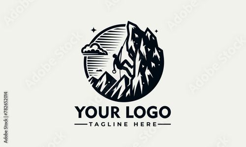 rock mountain climbing vector logo design Vintage Adventure Mountain climbing logo vector for climbing Lover photo
