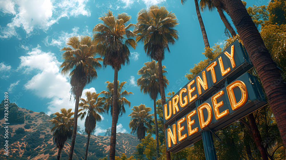 Sign that reads “URGENTLY NEEDED” - urgent need - public request - public interest query - neon sign Sign that reads “URGENTLY NEEDED” - urgent need - public request - public interest query - neon sign