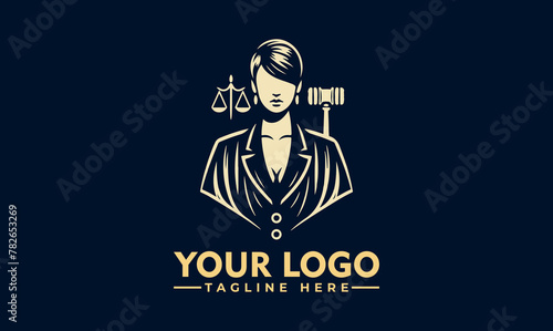 justice law logo design. law firm logo design. attorney logo Vector vintage attorney, advocate labels, juridical firm badges collection. Act, principle, legal icons design. photo