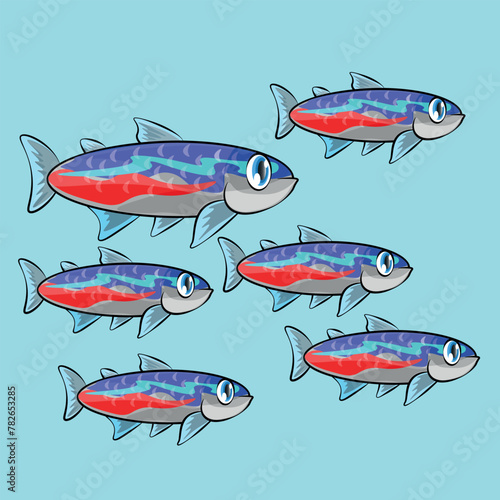 Neon Tetra fish vector on white background