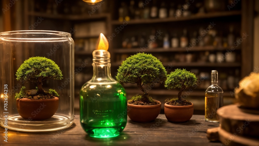 Candlelit Floral Arrangement in Glass Bottle for Aromatherapy Spa Decor Candlelit Floral Arrangement in Glass Bottle for Aromatherapy Spa Decor