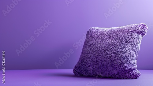 Purple textured pillow on background with smooth gradient