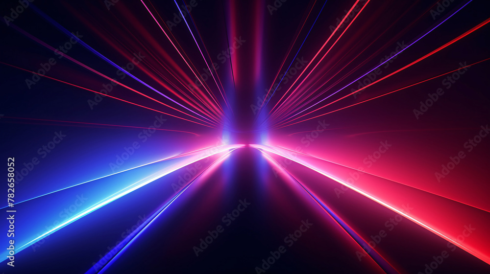 Abstract red and blue light background on black background, futuristic tech energy concept illustration