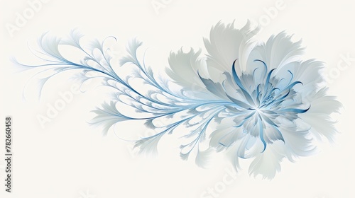 Illustration featuring a beautiful swirling flourish in gray and blue on a white background