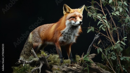   a captivating taxidermy fox trophy, captured with precision by an HD camera, offering a glimpse into the natural world and its magnificent inhabitants