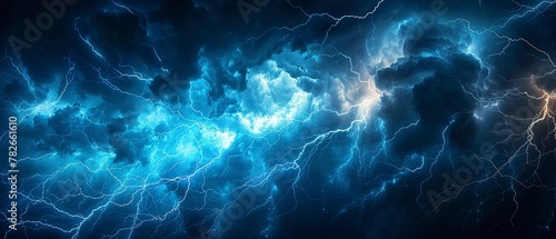Lightning bolt, close up, night sky, sharp detail, dramatic lighting © Thanthara