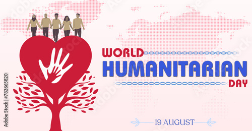 Celebrating World Humanitarian Day, 19 August. Campaign or celebration banner design