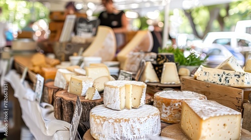 A farmer's market featuring artisanal cheeses and homemade jams