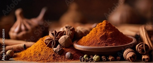 Spice Market, abstract patterns using spices such as cinnamon, nutmeg and cloves