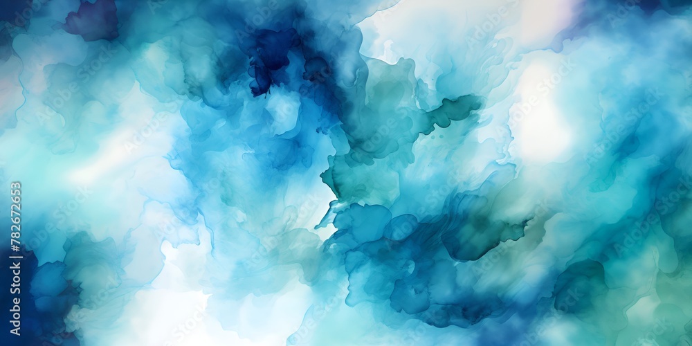 Gradient Azure Ethereal Strokes of Aquatic Hues in Watercolor