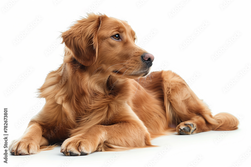 a puppy Golden Retriever dog isolated on white background.