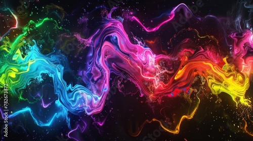 Neon colors come to life on the black canvas creating an electrifying display