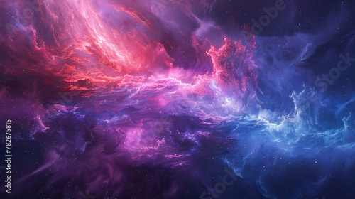 Abstract starry purple sky with shining stardust and nebulae  galaxy and planets background