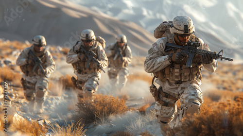 US marines in the desert near the blockpost
