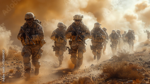 US marines in the desert near the blockpost