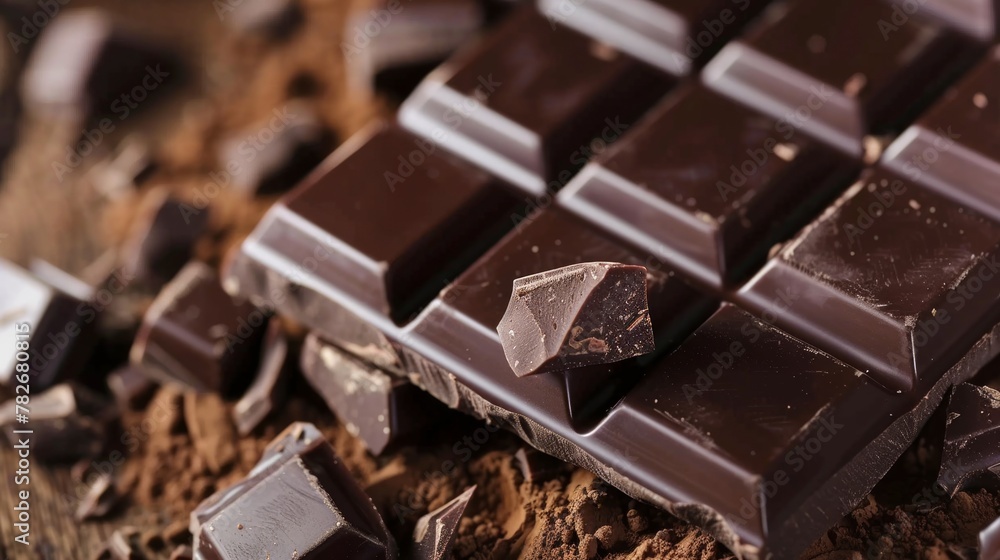 The concept of World Chocolate Day. Various chocolates in dark color. Space for text. Food background The concept of World Chocolate Day. Various chocolates in dark color. Space for text. Food background