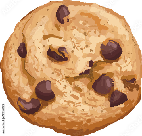 Vector Hand Drawn Illustration Chewy Chocolate Chip Cookies