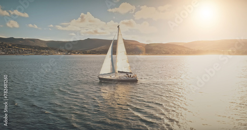 Bilde på lerret Luxury yacht race at sun light aerial