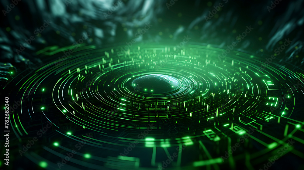 Digital technology green glowing circle scene abstract graphic poster web page PPT background Digital technology green glowing circle scene abstract graphic poster web page PPT background