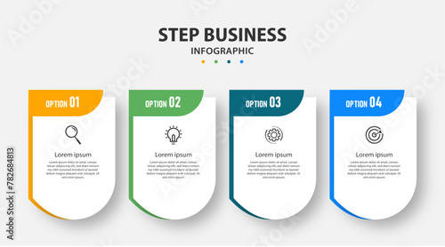 Creative template infographic design template. timeline with 4 steps, options. can be used for workflow diagram, info chart, web design. vector illustration.