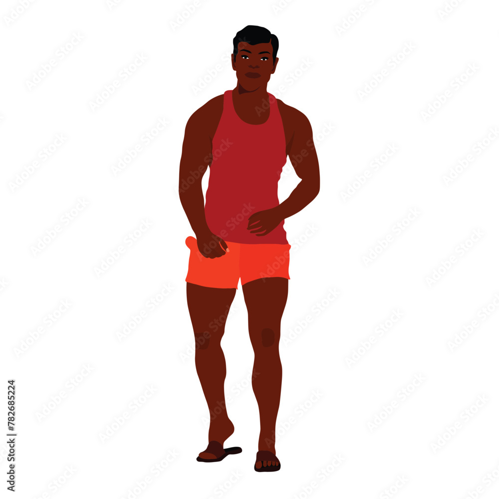 Fototapeta premium Modern black man in elegant art style vector