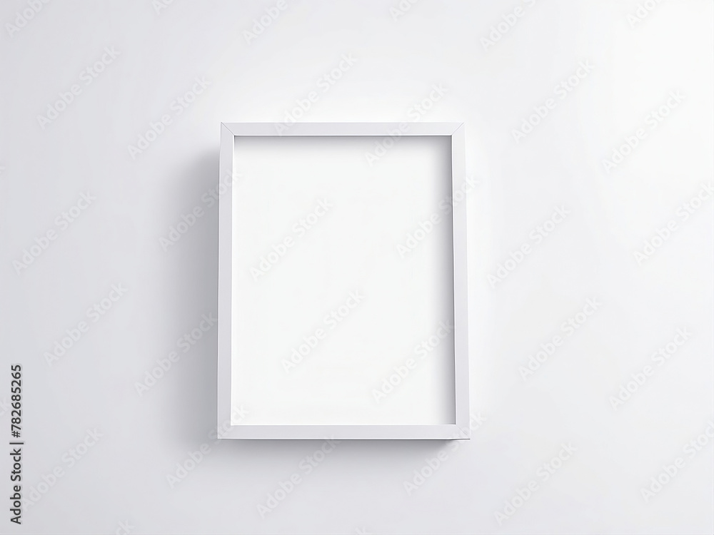 Frame on a wall mockup with soft shadows isolated on white background Frame on a wall mockup with soft shadows isolated on white background