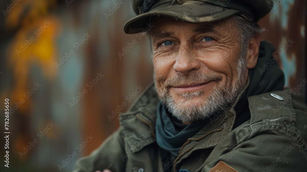 Veteran Soldier smiling with his arms crossed.