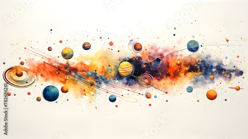 Artistic watercolor universe planet graphic poster web page PPT background