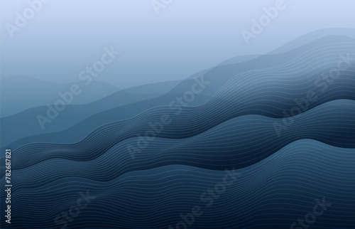 Abstract wavy line design on blue background. Art and modern vector illustration template for cover, banner or poster.