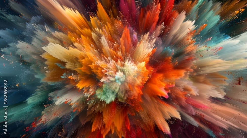 Fototapeta premium Colors collide and coalesce forming a breathtaking abstract explosion