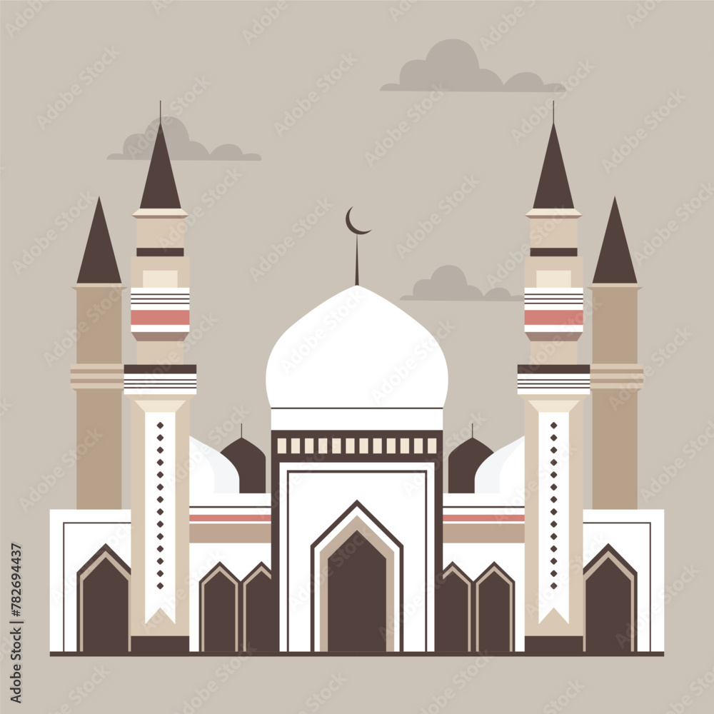 Fototapeta premium flat illustration of an aesthetic mosque with vibrant color