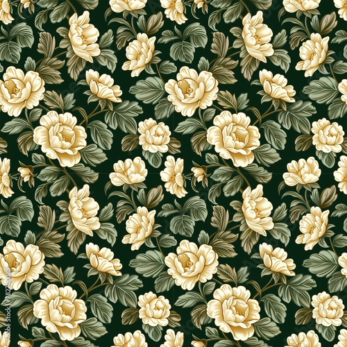 Floral green color, form natural, seamless fabric pattern.