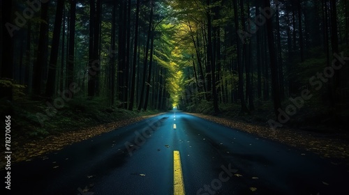 Road in dark forest