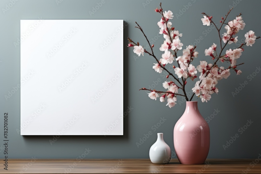White paper mockup hanging on wall