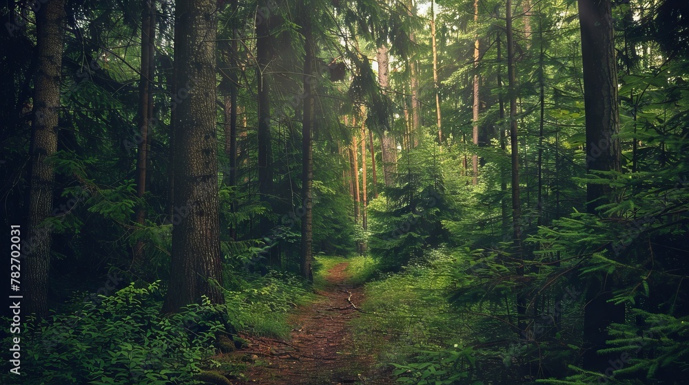 Fototapeta premium Nature background. View Rainforest Background for International Day of Forests. The mystical nature of the rainforest. Beautiful nature landscape.