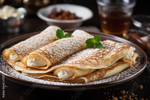 close up of two french style crepes 