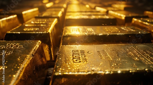 A close up of gold bars with the word "gold" on the bottom