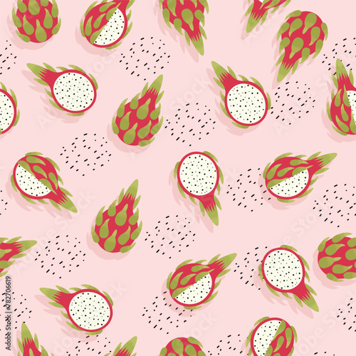 dragon fruit seamless pattern in vector