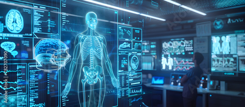 Medical science: Doctors and nurses use holographic technology in their work, examination and treatment. © NaLan