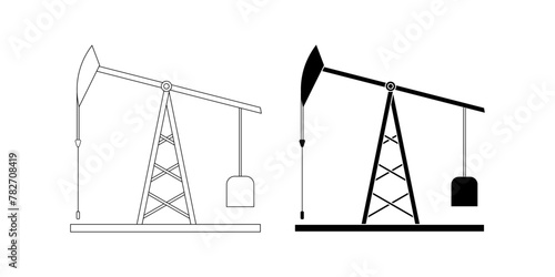 Pumpjack icon set isolated on white background